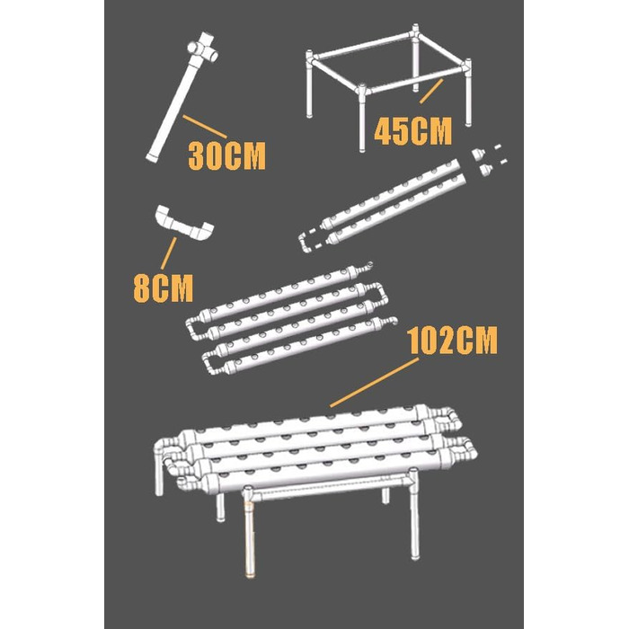 Шаровий набір для гідропонічного вирощування з 36 посадковими місцями, системи вирощування рослин без ґрунту з ПВХ з водяним насосом. Набір для гідропонічного вирощування для вирощування овочів і фруктів на балконах, садах, патіо та подвірях., 1-