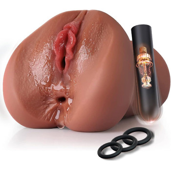 Реалістичний мастурбатор Cacuola з мінівібратором, еластичний рідкий силікон