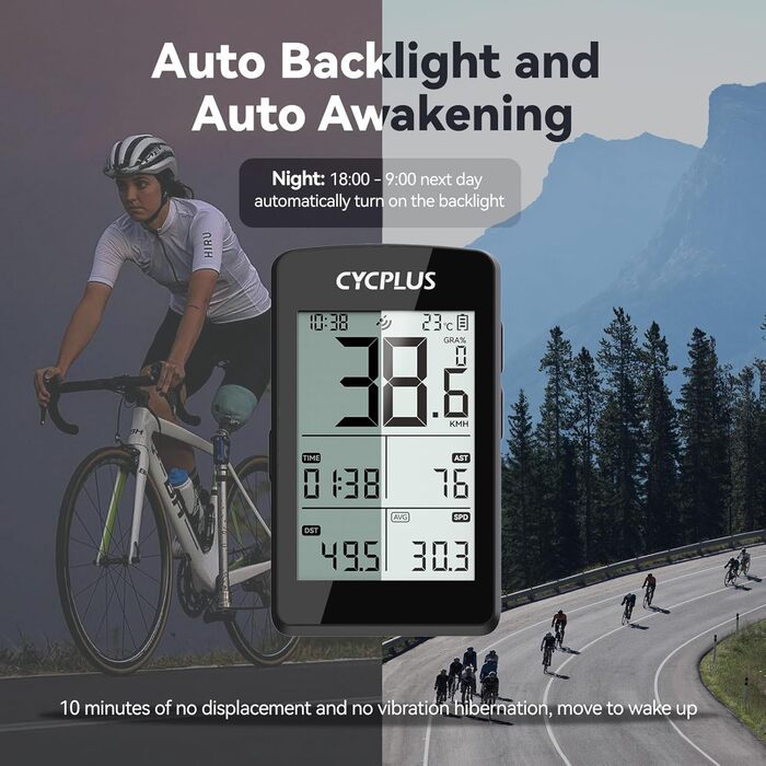 Велокомп'ютер CYCPLUS GPS, 2.8 дюйма, IP67, Електроніка/Bluetooth/ANT, Чорний