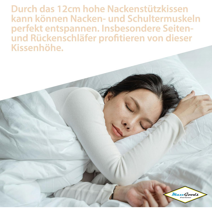 Подушка для шиї Feelgood, висота 12 см, з віскогелевої піни - Ортопедична подушка зі 100 бавовняним внутрішнім чохлом антиалергенним зовнішнім чохлом - Подушка для шийного відділу хребта для сну на боці та животі (70x42 см) FeelGood - 70 x 42 x 12 см