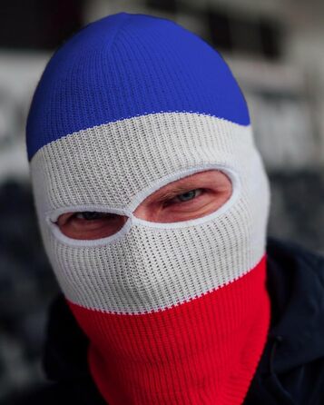 Шапка/Балконний Troublemaker 2 в 1 Синій Білий Червоний Смугастий Маска Шапка Балаклава Ультрас Лижні Хулігани