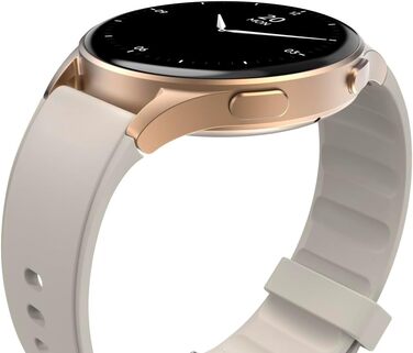 Розумний годинник Hama 8900 з GPS, водонепроникний IP68, функція телефону (сенсорний AMOLED-дисплей, голосове керування, спортивні режими, трекер сну, пульсометр, WhatsApp, годинник для бігу, пульсометр, фітнес-годинник) золотого кольору