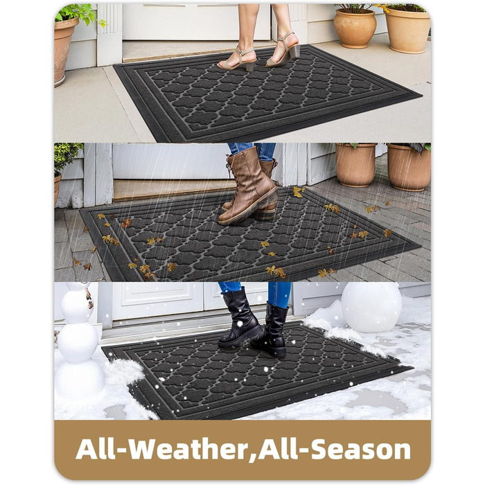 Килимок для вулиці Color G, міцний 60 x 90 см, нековзний, миється, водонепроникний, брудозахисний килимок для вхідних дверей, входу, балкону (сірий) сірий 60 x 90 см (прямокутний)