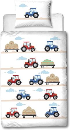 Трактор дитяча постільна білизна 135x100 фланель/бобр, 1 наволочка 40x60 1 підодіяльник 100x135 см Трактори Високоякісна постільна