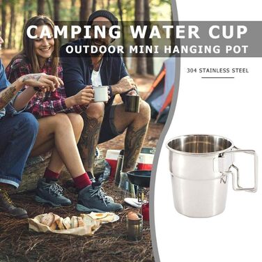 Штабельовані туристичні кружки, 4 шт. и, нержавіюча сталь, туристичні кружки зі складною ручкою, набір туристичних кружок для активного відпочинку