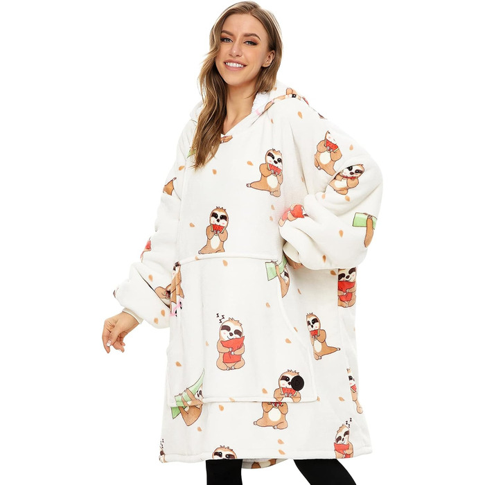 Толстовка з капюшоном THREE POODLE, светр з капюшоном великого розміру, затишний светр для жінок, чоловіків та дітей, тепла та м&39яка підкладка, толстовка з капюшоном великого розміру з шерпи, різні візерунки, для дорослих лінивців