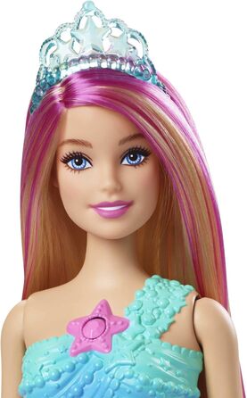 Лялька Barbie Dreamtopia Magic Light Mermaid зі світлим волоссям, лялька Барбі з хвостом русалки, підходить як подарунок для дітей віком від 3 років, рожеве волосся HDJ36 одинарне