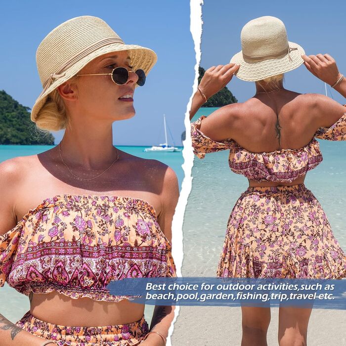 Жіночий сонцезахисний капелюх Comhats, складний солом&39яний капелюх для пляжу, захист від ультрафіолету, літній капелюх, бежевий, розмір M