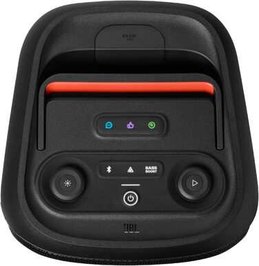 В чорному кольорі - портативна Bluetooth-колонка з JBL Pro Sound, світловим шоу, підсиленням звуку AI та телескопічною ручкою - ча