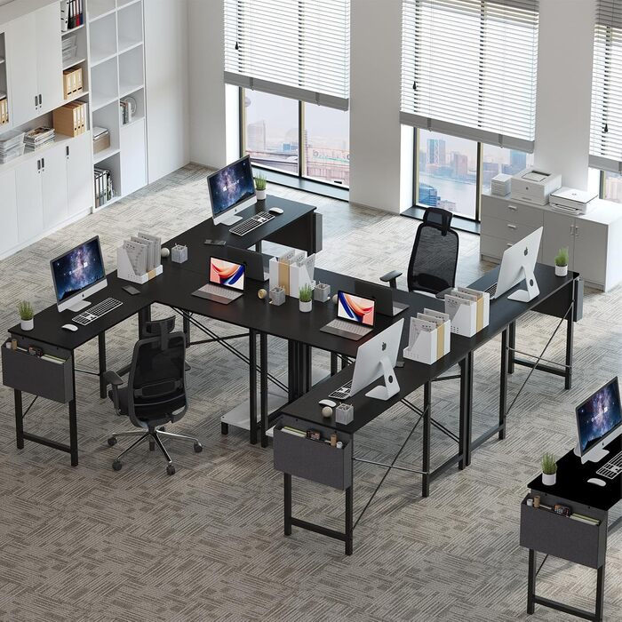 Подібний стіл OLIXIS, 50-дюймовий офісний ігровий комп&39ютерний стіл, кутовий ПК-стіл з бічною кишенею та двосторонньою полицею для домашнього офісу, навчання, письма, чорний