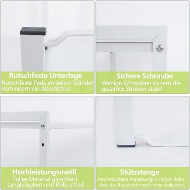 Розширювана полиця для шафи, 66 см, штабелюваний органайзер для кухонної стільниці, кухонна полиця для спецій, полиця для комори, регульований органайзер для шафи, полиця для зберігання речей для кухні та офісу (2 шт., білий M) Білий 2 шт., білий M