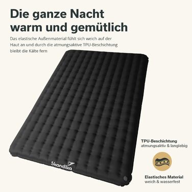 Каримет Skandika Elite/Exclusive Air для одного/двох осіб Надувний матрац, невеликий розмір у пачці, високопродуктивний клапан, килимок для сну на вулиці, надлегкий, надзвичайно товстий, сумка для перенесення для кемпінгу та походів, антрацит (двоспальний