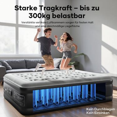 Самонадувальний надувний матрац OlarHike, гостьове ліжко, надувний матрац, намет-диван, двомісний надувний матрац, самонадувальний надувний матрац для кемпінгу або домашнього використання - 200 x 140 x 50 см комфортна висота 50 см чорний, компактний, 2 ос