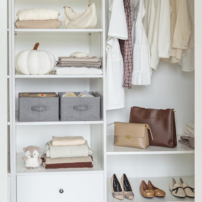 Органайзер для штанів GRANNY SAYS для гардеробу, 2 шухляди-органайзери, органайзер для гардеробу для футболок, світло-сірі коробки-органайзери для джинсів для гардеробу, складні коробки для зберігання одягу, 2 шт., світло-сірий