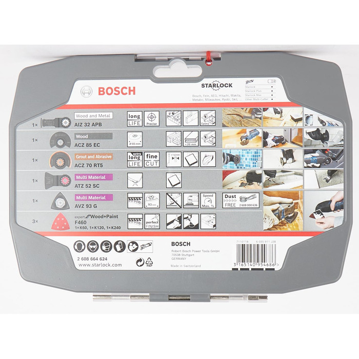 Набір багатофункціональних інструментів Bosch Professional Starlock з 5 предметів (для дерева, металу, мультиматеріалів та абразив