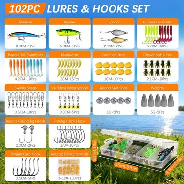 Предметний риболовецький набір для дітей, телескопічні вудки 2,1 м 1,8 м, повний комплект з котушкою, приманками та футляром для прісноводної риболовлі, рибальське спорядження для початківців, помаранчевий колір, 118-