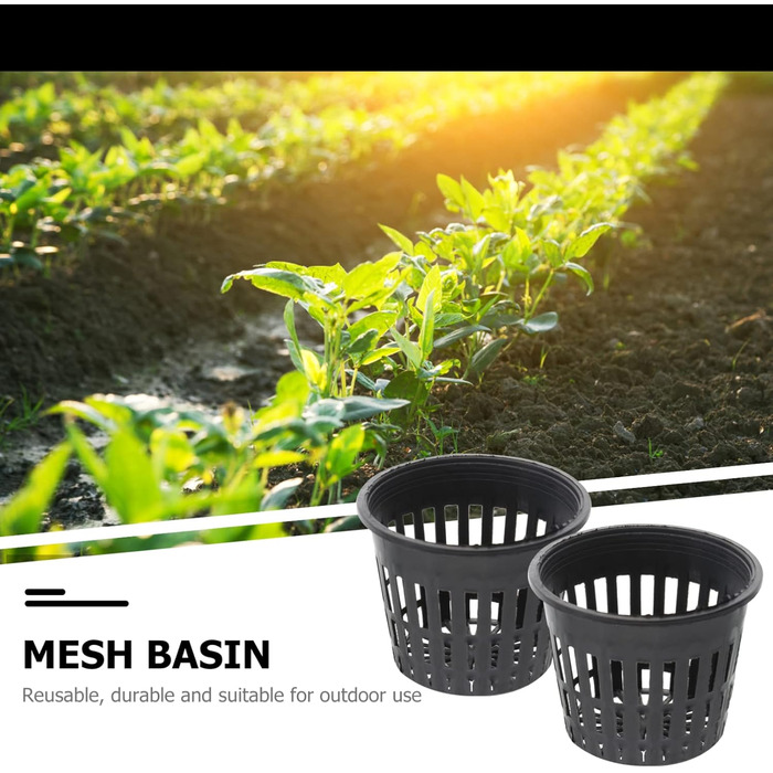 Сітчастий горщик для гідропоніки Yardwe, 10 шт., садові сіткові горщики для чашок, пластикові сіткові горщики для гідропоніки, відро, кошик для гідропоніки, 3,15 x 2,5 дюйма (чорний)