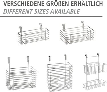 Підвісний кошик WENKO Slim, органайзер для підвішування на дверцятах шаф або шухлядах, металевий кошик, 24 x 11,5 x 10 см, хромований хромований/чорний тонкий