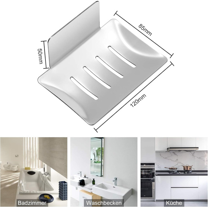 Мильниця без свердління з нержавіючої сталі самоклеюча, мильниця кошик мильниця настінне кріплення для губок щіток мила, настінне