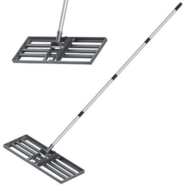 Гребінь для вирівнювання газону 76см 25см з ручкою 180см, садова рейка з нержавіючої сталі для газону, регульований інструмент для вирівнювання газону для гольф-полів, стадіонів та прибудинкових територій