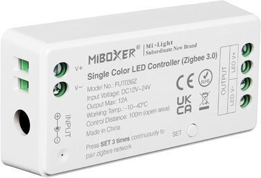 Диммер Milight Miboxer Zigbee3.0, одноколірний контролер світлодіодної стрічки, 12 В/24 В, сумісний із додатком Zigbee Storeo Echo / голосовим керуванням, FUT036Z