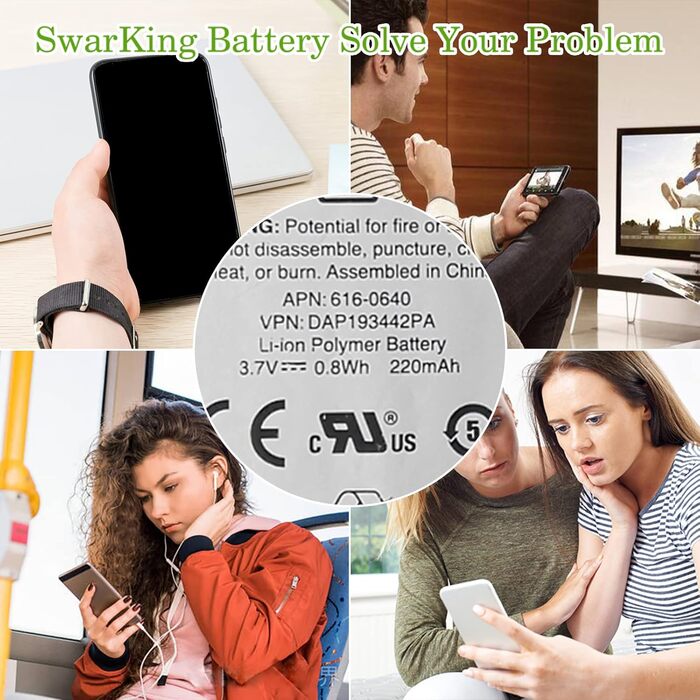 Заміна акумулятора, сумісного з iPod Nano 7, iPod Nano 7th, iPod Nano 5th 16G, A1446 616-0640 616-0639 з набором інструментів