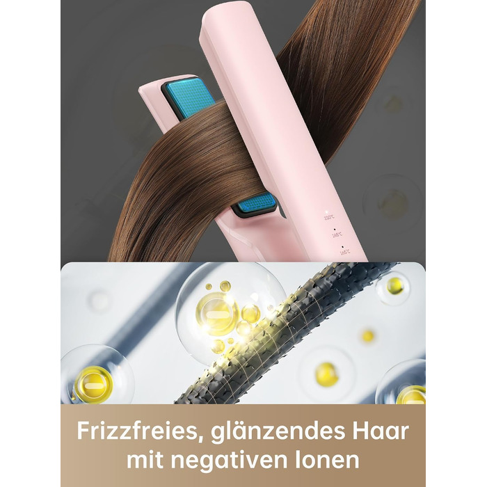 Бездротовий стайлер для волосся 2-в-1 Dreame Hair Glamour портативний випрямляч з іонізацією, рівномірним розподілом тепла та 3 рівнями температури, рожевий