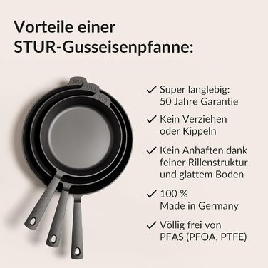 ОРИГІНАЛЬНА чавунна сковорода індукційна 28 см - чавунна сковорода для всіх типів плит - чавунна сковорода тонко відшліфована - 10