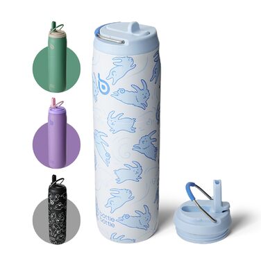 ПЛЯШКА ПЛЯШКА Пляшка для води з нержавіючої сталі з трубочкою та кришкою, вакуумна ізольована чашка, зберігає холодну та гарячу, герметична, широкий отвір, пляшка для води для жінок, кролик