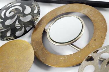 Металевий фотошпалери Kobolo настінне оздоблення металевий малюнок - з кільцями, колами та дзеркалами - 90x31 см