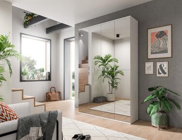 Дзеркальна шафа Project X 30x193x34 см, дзеркальна фасадна частина, білий корпус - висока шафа з дзеркалом - багатофункціональна та безкінечно розширювана, ширина 30 см, дзеркальне скло/білий