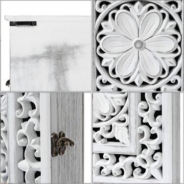 Скринька для ключів Optyuwah дерев'яна скринька для ключів з європейською порожнистою шафою для ключів з 6 гачками для ключів, він