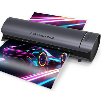 Ламінатор Orthland A3, ламінатор з 30 ламінуючими пакетами для документів A3, A4, A5, A6, ламінатор 9-в-1 з різаком для паперу та закруглювачем кутів, гарячий та холодний ламінатор для офісу, школи та дому, документи, фотографії, сірий