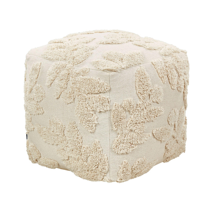 Пуф Beliani, бавовна, бежевий, 45 x 45 x 45 см, квадратний з наповнювачем з пінопласту, бохо, мультан
