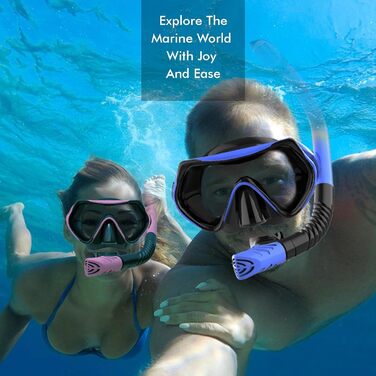 Набір для сноркелінгу JRing для дорослих, маска для дайвінгу та комплект для сухого сноркелінгу, окуляри для плавання із захистом від протікання та запотівання, маска для сноркелінгу, маска для дайвінгу для чоловіків та жінок, чорнийсиній