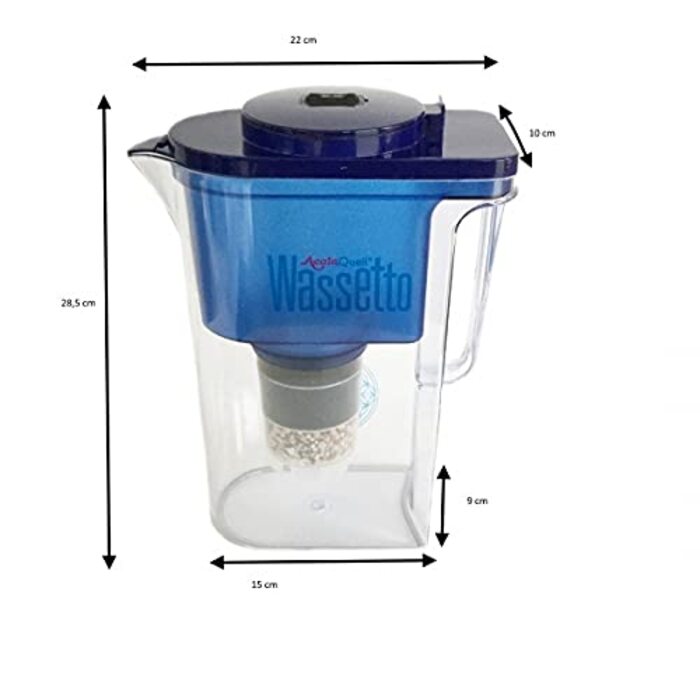 Фільтр для води AcalaQuell стартовий пакет на 1 рік - Wassetto blue - фільтр для води з активованим вугіллям Найвища продуктивність фільтра - багатошаровий Без BPA та BPB ReNaWa - Технологія