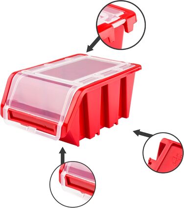 Стелажі для майстерні зі складськими коробками 117 x 78 см 66 коробок Настінна полиця зі штабелюваними коробками - Стінові панелі Надміцна полиця для контейнерів Інструменто-панелі з перфорованою дошкою Полиця для зберігання Полиця для гаража (3)