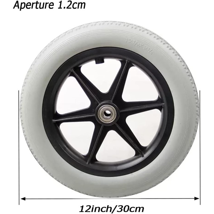 Ролики для інвалідних візків 'Шини для інвалідних візків 12-дюймові запасні колеса, ролики для інвалідних візків 12 1/2 x 2 1/4 дюйма суцільнолиті безшумні / протиковзкі / з амортизацією - 1 пара (колір сірий)')