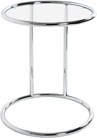 Журнальний столик HAKU Furniture, хром, метал, безпечне скло - Розміри В 55 см x Ø 45 см, Стиль Сучасний В 55 см x Ø 45 см Хром