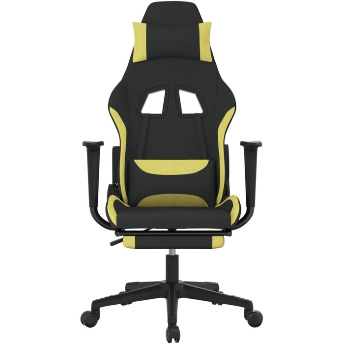 Геймерське крісло з підставкою для ніг, чорна та світло-зелена тканина