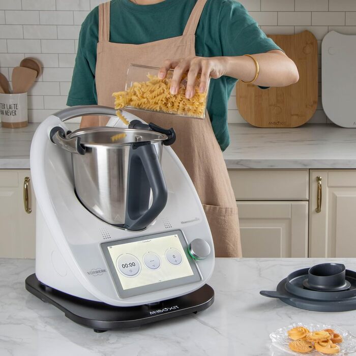 Розсувна дошка ANBOXIT для Thermomix TM6/TM5, дошка для Thermomix з колесами, бамбукова рольганг/слайдер Easy Gliding - Black