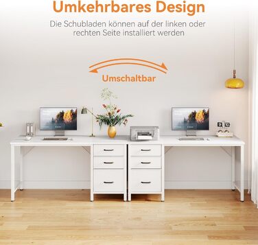 Письмовий стіл Coleshome з 3 тканинними шухлядами, 120x48 см, комп&39ютерний стіл з тримачем для навушників, двосторонній офісний стіл для невеликого домашнього офісу, білий 120x48 см