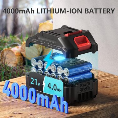 Міні-бензопила з акумулятором 4000mAh, акумуляторна бензопила 6 дюймів безщіткова, акумуляторна пила для гілок з автоматичним змащувачем, 3 ланцюги, ручна бензопила сумісна з акумулятором Makita 18V, акумуляторна пила для різання деревини синя