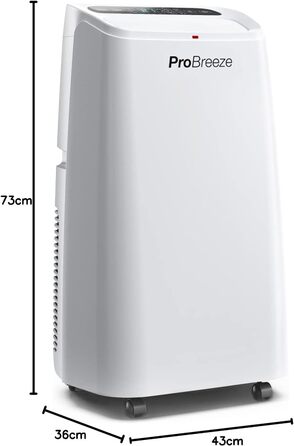 Мобільний кондиціонер Pro Breeze 4-в-1 12000 BTU (розмір кімнати 50) з додатком і Wi-Fi - Мобільний кондиціонер для опалення та охолодження, вентилятор, осушувач - клас енергоспоживання A, витяжний шланг, 24-годинний таймер