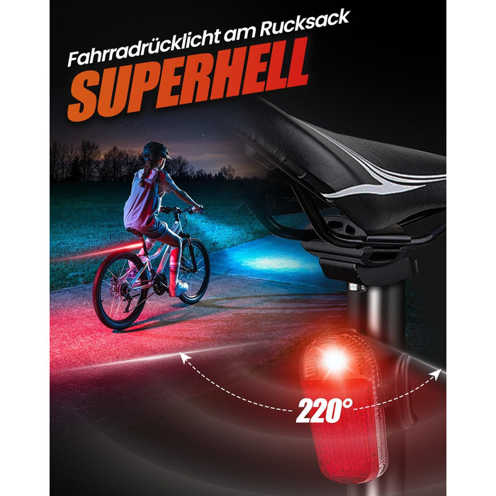 Набір світлодіодних велосипедних ліхтарів Tekwet, 100 люкс, водонепроникний, світлодіодний, чорний