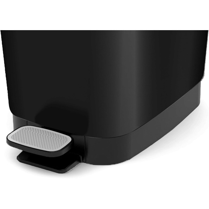 Педальний смітник 45 літрів з кришкою та педаллю, тримач для вкладишів, чорний металік, 29 x44,5 x 60,5 см 45 літрів, чорний метал