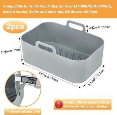 Аксесуари для фритюрниці Ninja AF300EU, 2PCS Airfryer Силіконова форма Багаторазова силіконова форма для аерофритюрниці Силіконова фритюрниця для AF400EU, Innsky, Princess Dual Zone Air Fryer