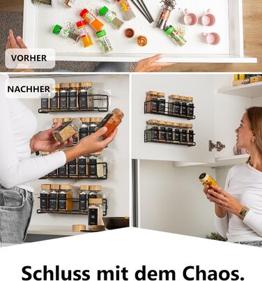 Настінна підставка для спецій Deco haus (свердління не потрібне) З 24 БАНКАМИ ДЛЯ СПЕЦІЙ ТА ЕТИКЕТКАМИ - Підвісна підставка для спецій, набір з 4 шт. - Настінний тримач для спецій - Клейкі підставки для спецій для дверцят шаф - Органайзер для підставок дл
