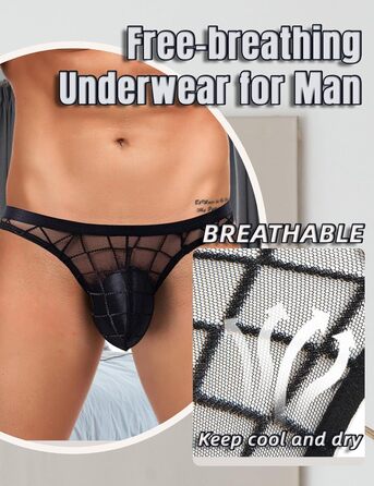 Прозорі чоловічі стрінги comeondear, чорні, розмір XL