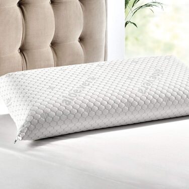 Віскоеластична подушка з обробкою з алое вера, середньої жорсткості, зі срібними нитками та подвійним чохлом для відпочинку та комфорту. 70x35 см (упаковка з 2 шт.)